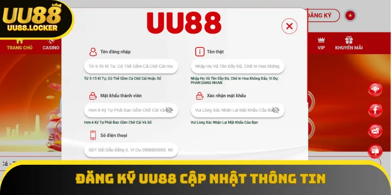 Cung cấp đúng thông tin đăng ký UU88