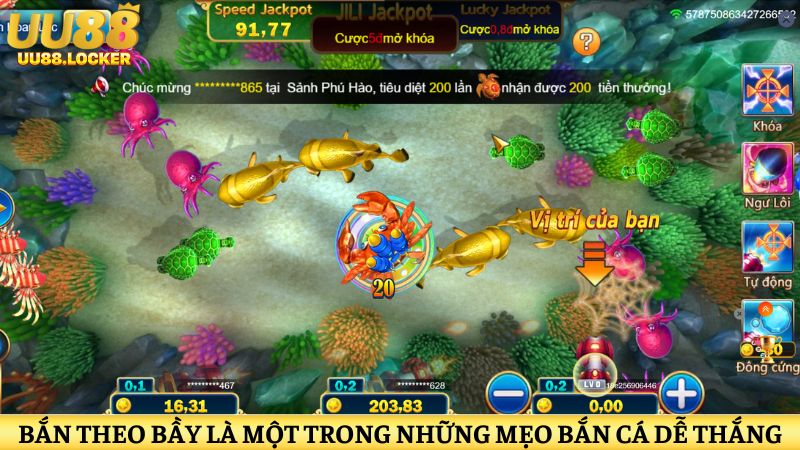 Bắn theo bầy là một trong những mẹo bắn cá dễ thắng